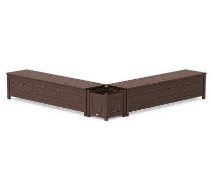 Country Living 72" Country Living L- Shaped Planter Storage Bench Set in Mahogany