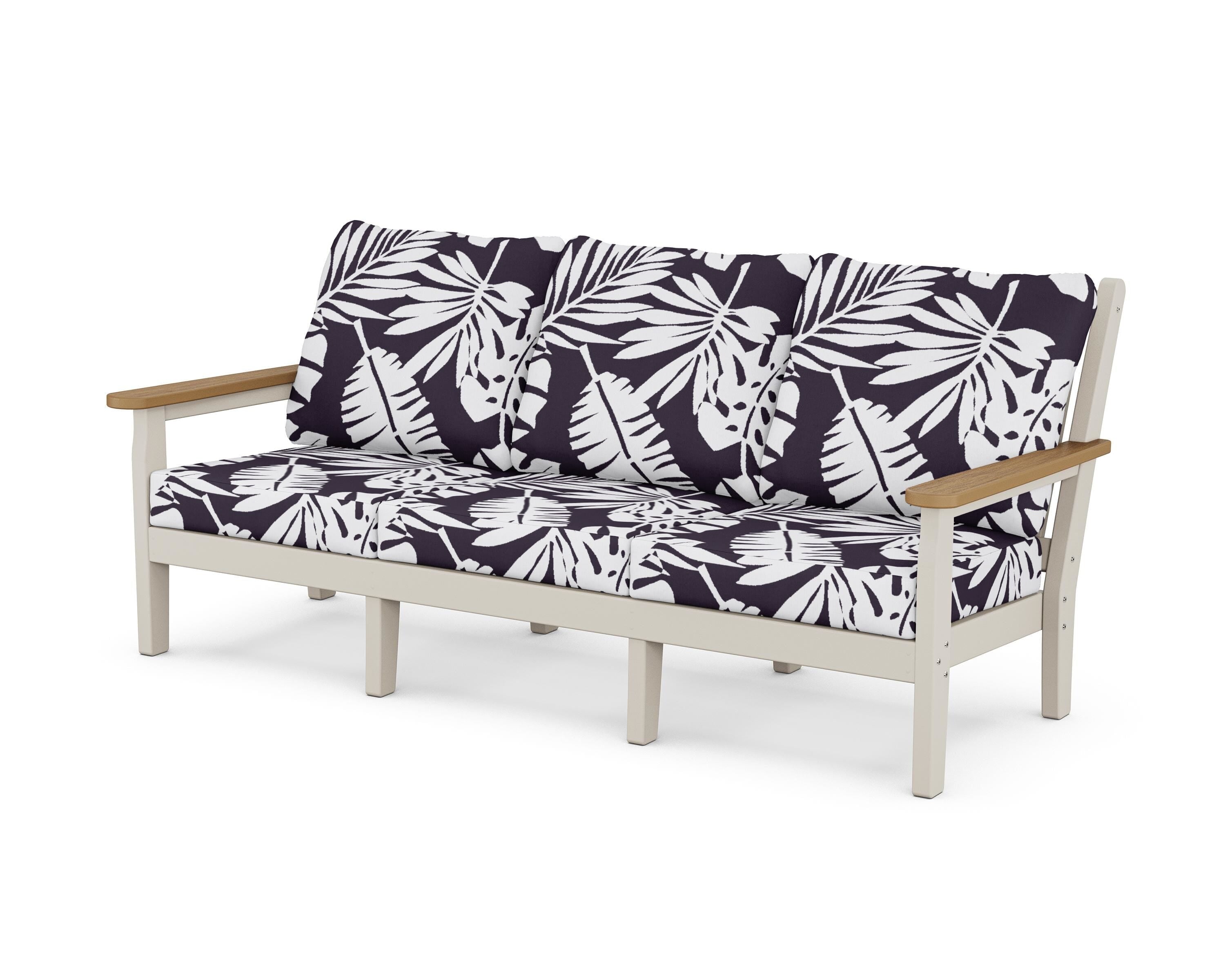 POLYWOOD® Chippendale Deep Seating Sofa in Sand / Natural / Leaf Navy