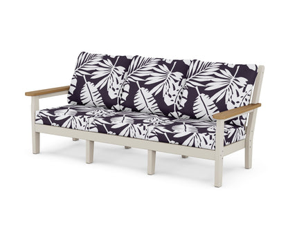 POLYWOOD® Chippendale Deep Seating Sofa in Sand / Natural / Leaf Navy
