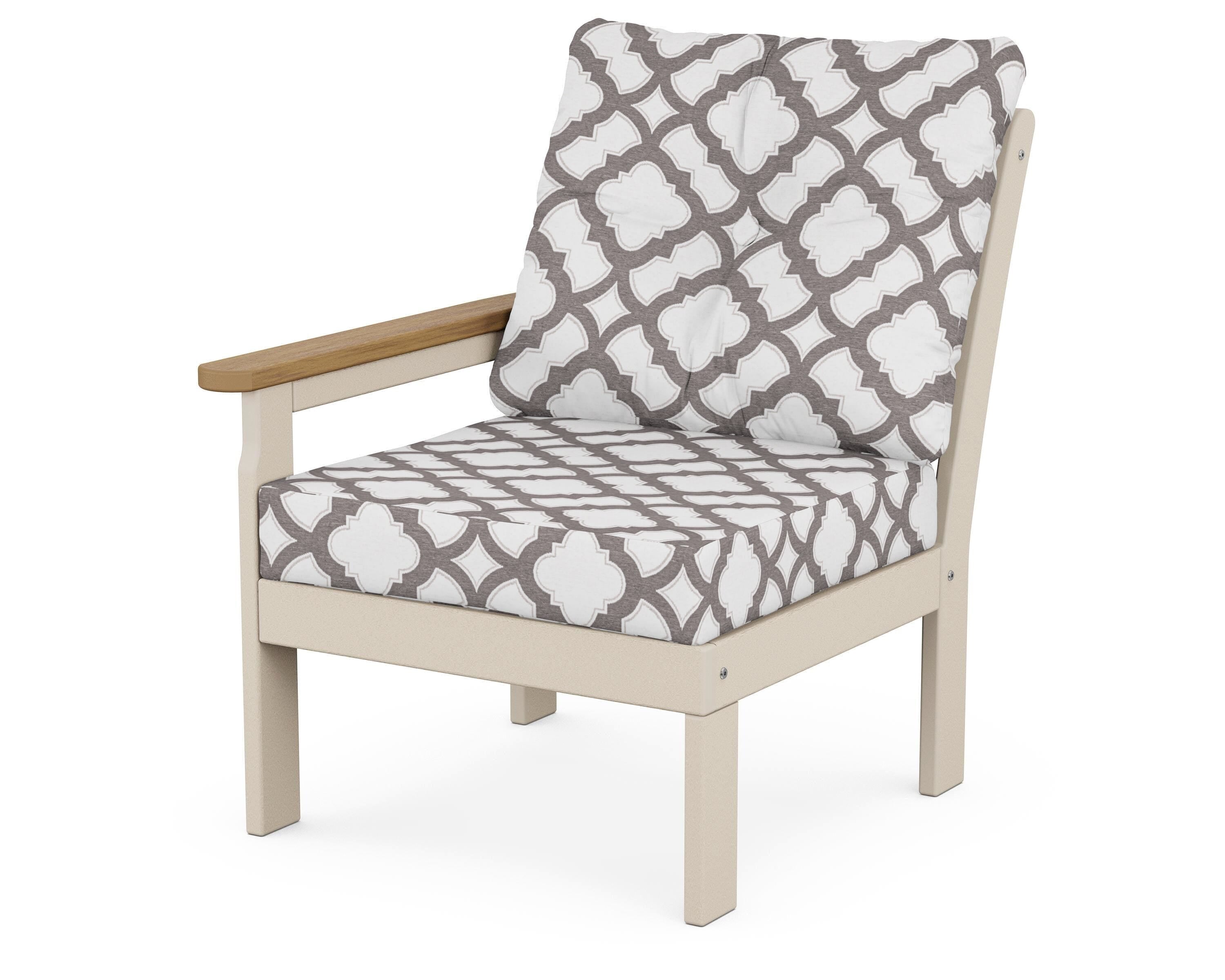 POLYWOOD® Vineyard Modular Left Arm Chair in Sand / Natural / Trellis Grey Mist