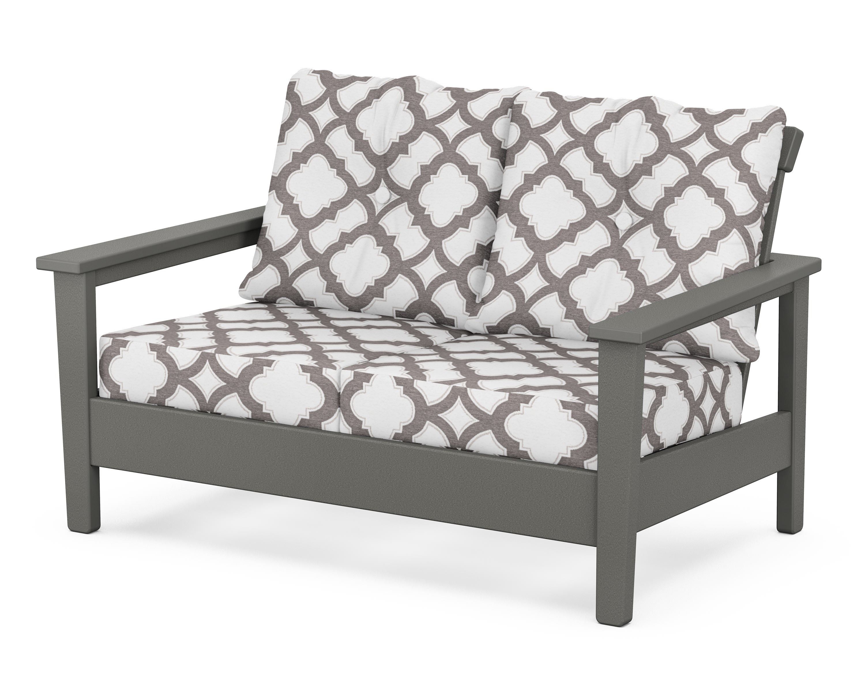 POLYWOOD® Prescott Deep Seating Loveseat in Slate Grey / Trellis Grey Mist