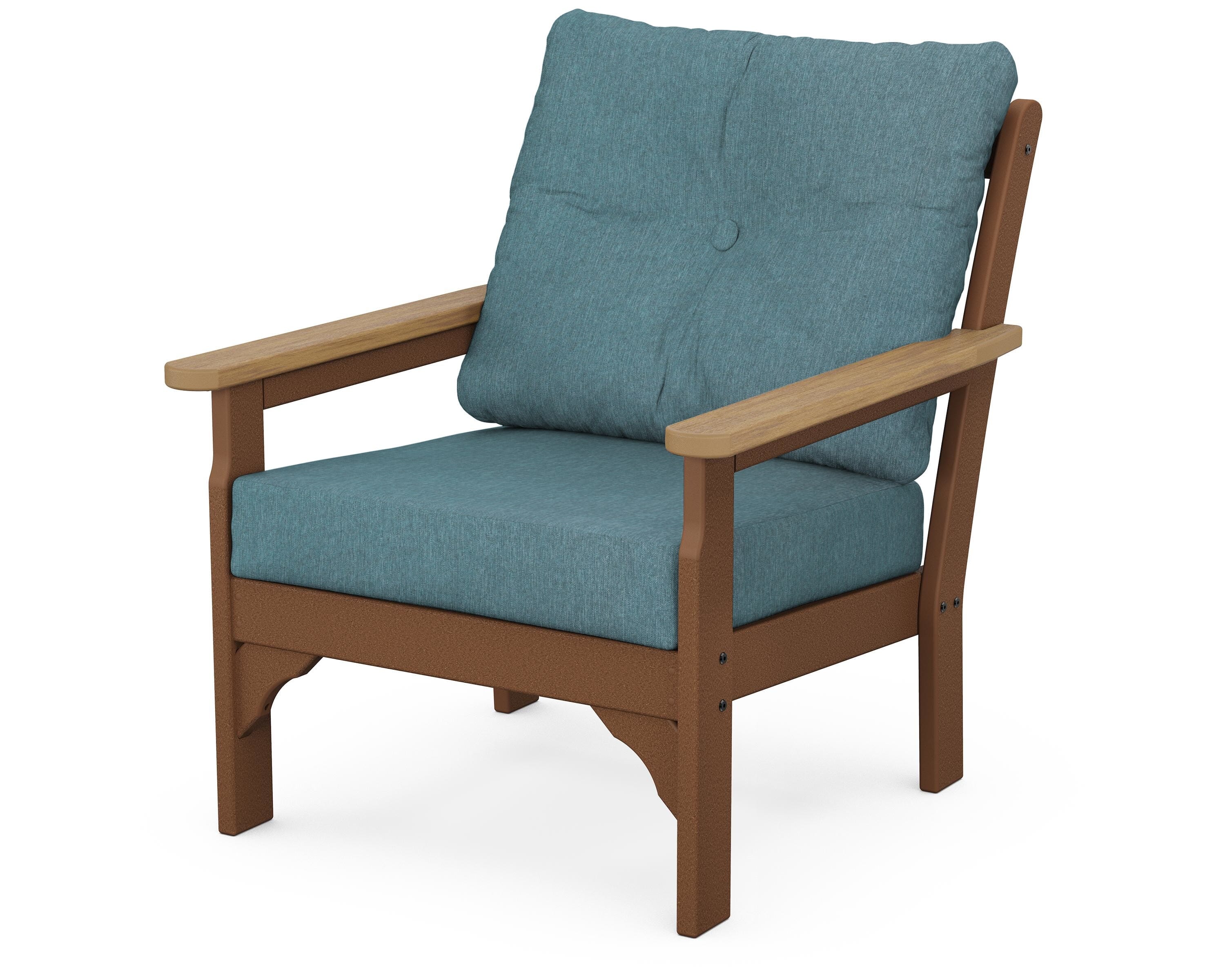 POLYWOOD® Vineyard Deep Seating Chair in Teak / Natural / Ocean Teal