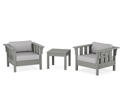 Martha Stewart by POLYWOOD® Acadia 3-Piece Deep Seating Set in Slate Grey / Granite