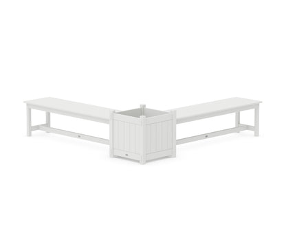 POLYWOOD® 60" Vineyard L- Shaped Planter Bench Set- Large in White