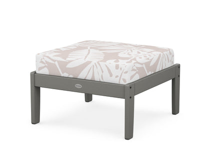 POLYWOOD® Braxton Deep Seating Ottoman in Slate Grey / Leaf Dune Burlap