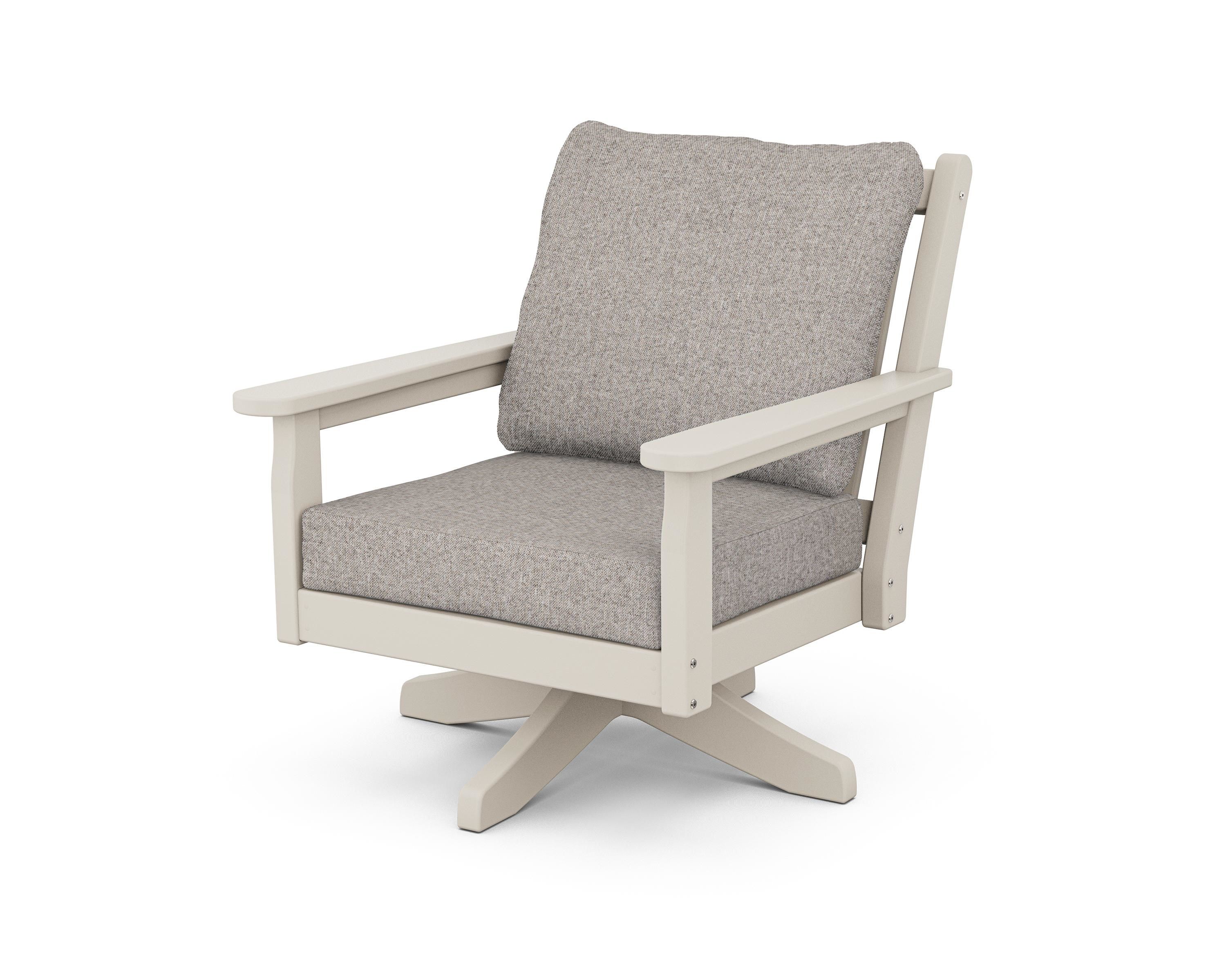 POLYWOOD® Chippendale Deep Seating Swivel Chair in Sand / Weathered Tweed