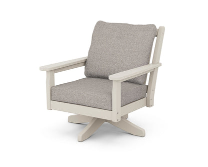 POLYWOOD® Chippendale Deep Seating Swivel Chair in Sand / Weathered Tweed