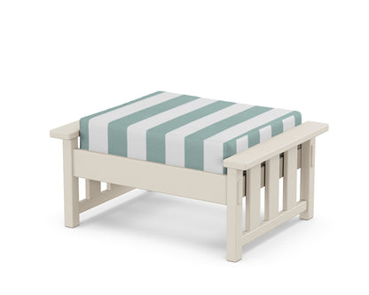 Martha Stewart by POLYWOOD® Acadia Deep Seating Ottoman in Sand / Cabana Stripe Glacier Spa