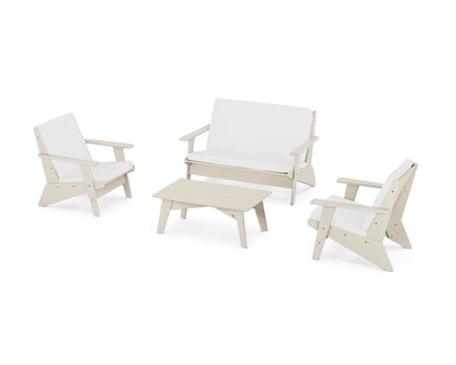 POLYWOOD® Riviera Modern Lounge 4-Piece Set in Sand / Natural