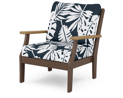 POLYWOOD® Braxton Deep Seating Chair in Mahogany / Natural / Leaf Marine Indigo