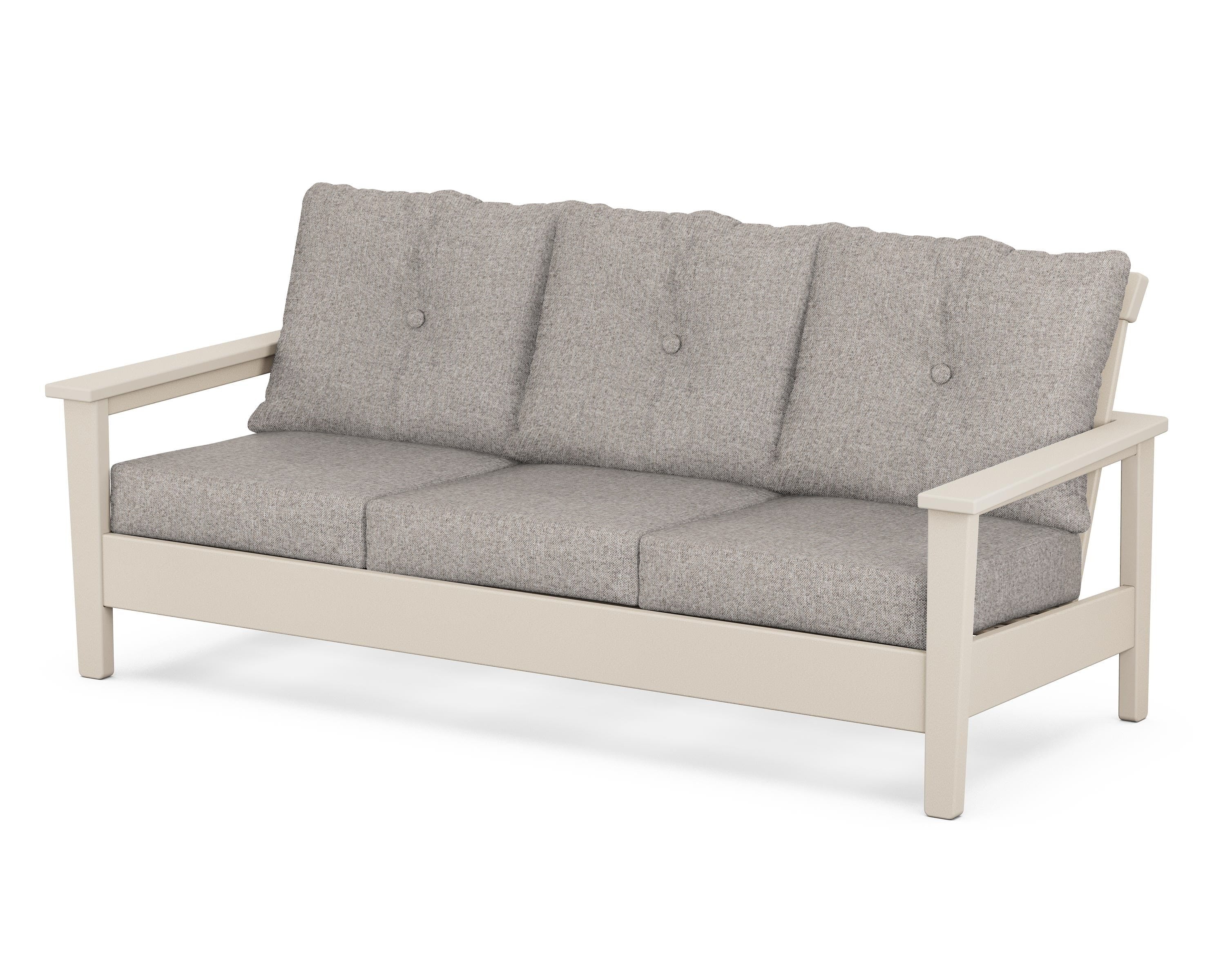 POLYWOOD® Prescott Deep Seating Sofa in Sand / Weathered Tweed