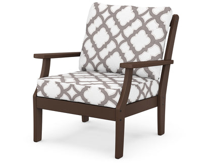POLYWOOD® Braxton Deep Seating Chair in Mahogany / Trellis Grey Mist