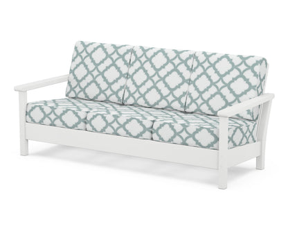 POLYWOOD® Harbour Deep Seating Sofa in White / Trellis Glacier Spa