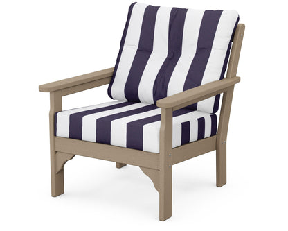 POLYWOOD® Vineyard Deep Seating Chair in Vintage Sahara / Cabana Stripe Navy