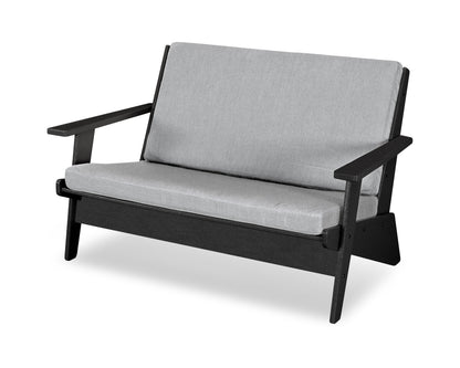 POLYWOOD® Riviera Modern Lounge Loveseat in Black / Granite