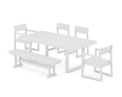 POLYWOOD® EDGE 6-Piece Dining Set with Bench in White