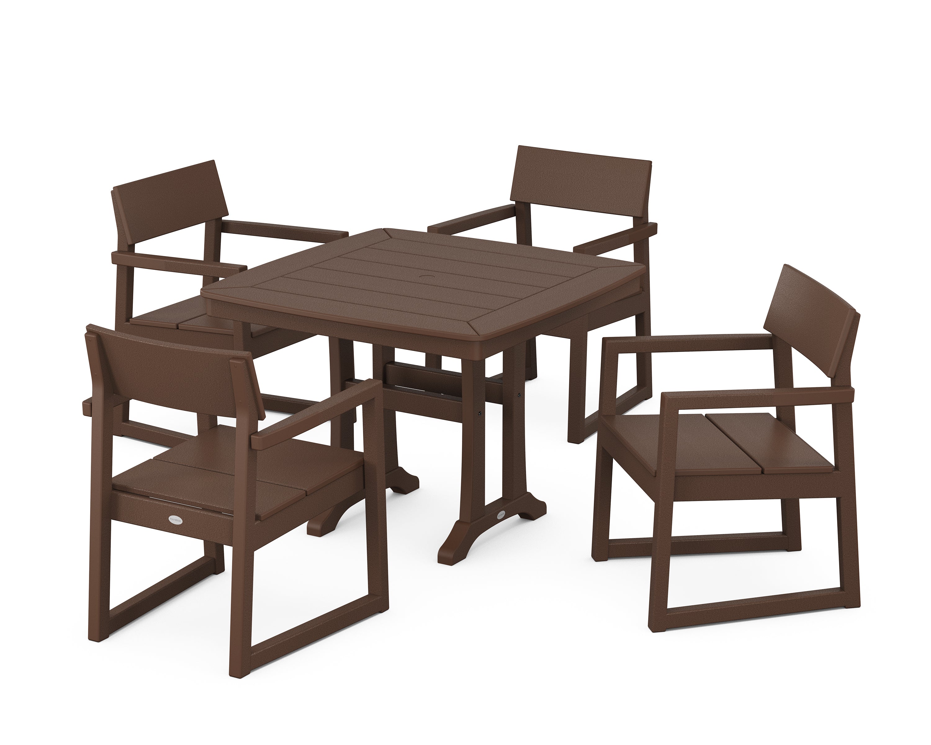 POLYWOOD® EDGE 5-Piece Dining Set with Trestle Legs in Mahogany