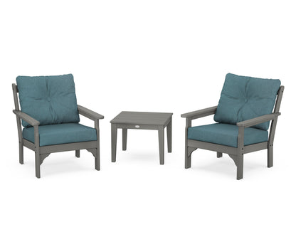 POLYWOOD® Vineyard 3-Piece Deep Seating Set in Slate Grey / Ocean Teal