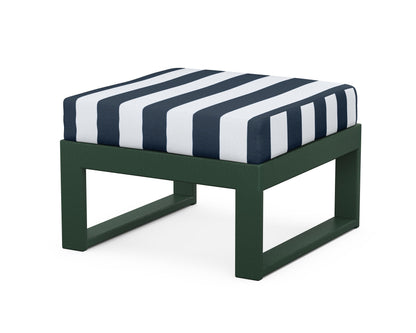 Unbranded Modular Ottoman - Modern in Green / Cabana Stripe Marine Indigo