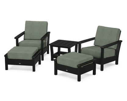 POLYWOOD® Harbour 5-Piece Deep Seating Chair Set in Black / Cast Sage