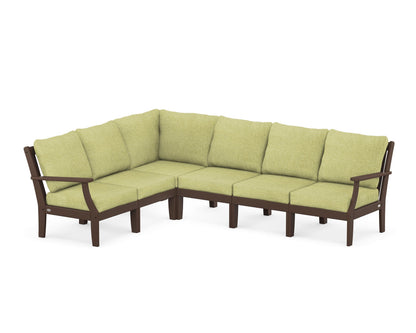 POLYWOOD® Braxton Modular 6-Piece Deep Seating Set in Mahogany / Chartreuse Boucle