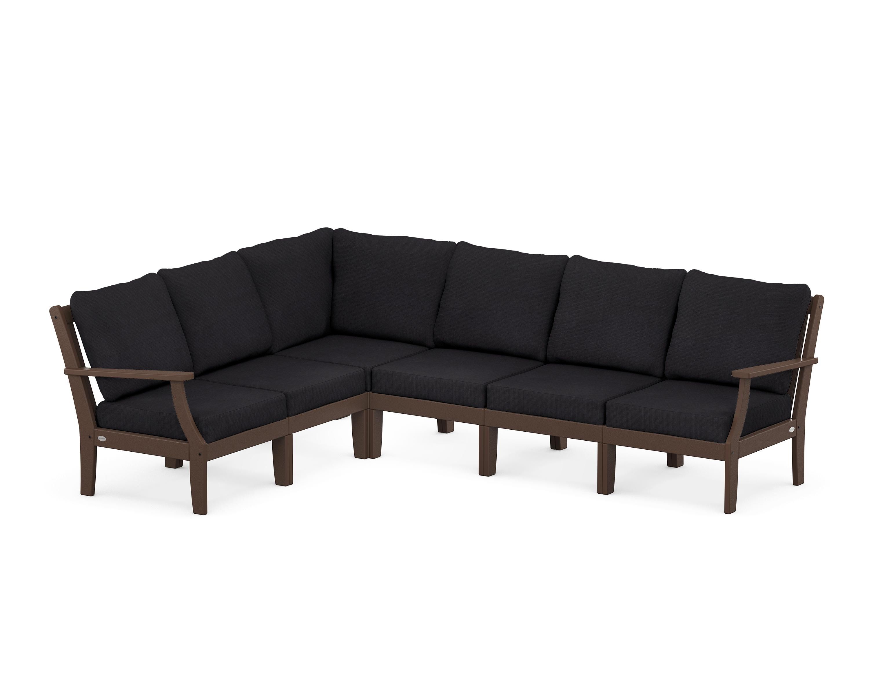POLYWOOD® Braxton Modular 6-Piece Deep Seating Set in Mahogany / Midnight Linen