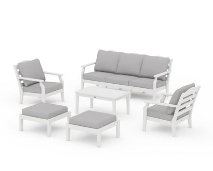 Draper James™ by  POLYWOOD® Savannah 6-Piece Lounge Sofa Set in White / Granite