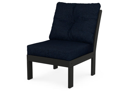 POLYWOOD® Vineyard Modular Armless Chair in Black / Marine Indigo