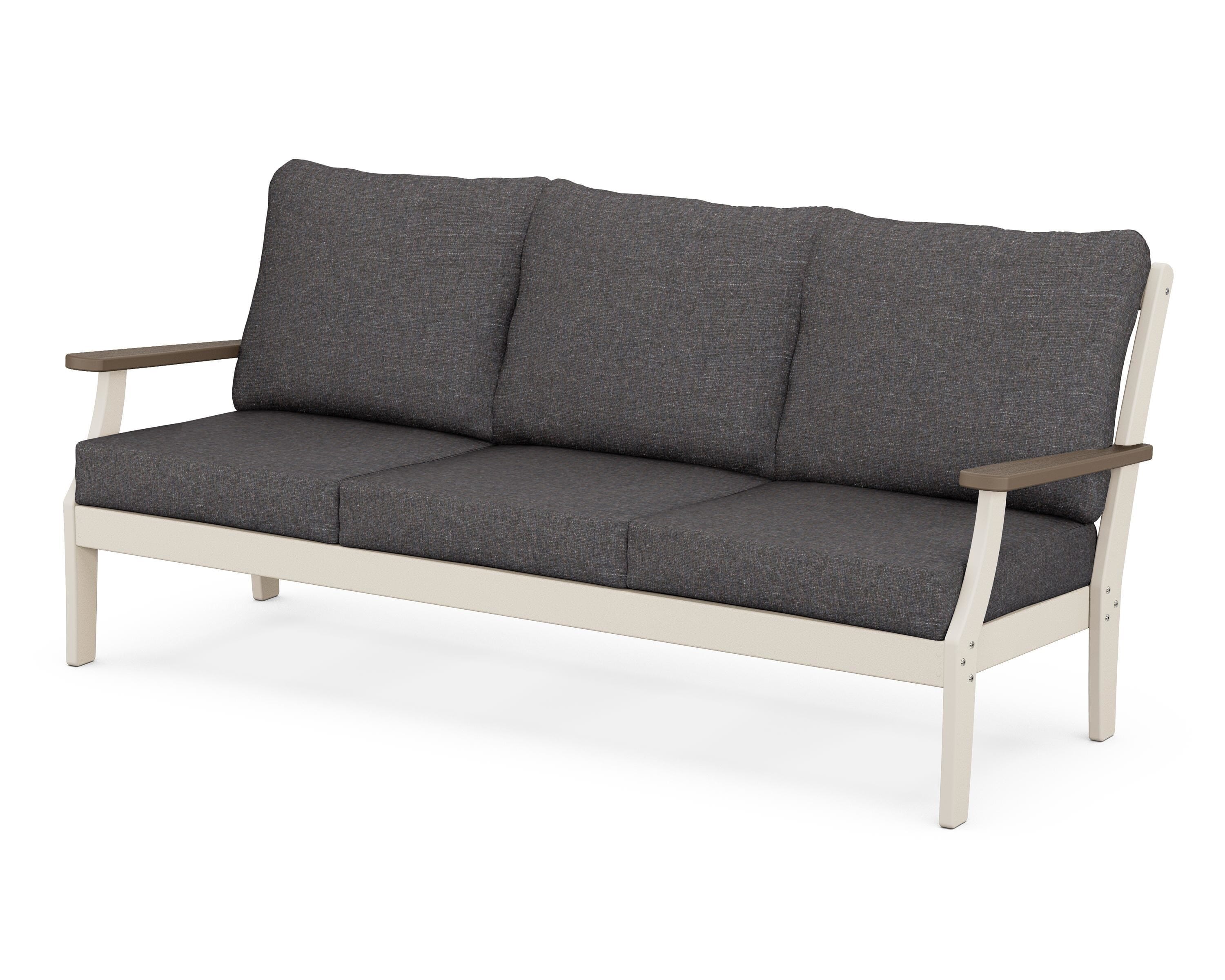 POLYWOOD® Braxton Deep Seating Sofa in Sand / Kona / Ash Charcoal