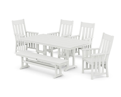 Martha Stewart by POLYWOOD® Acadia 6-Piece Farmhouse Dining Set with Bench in White