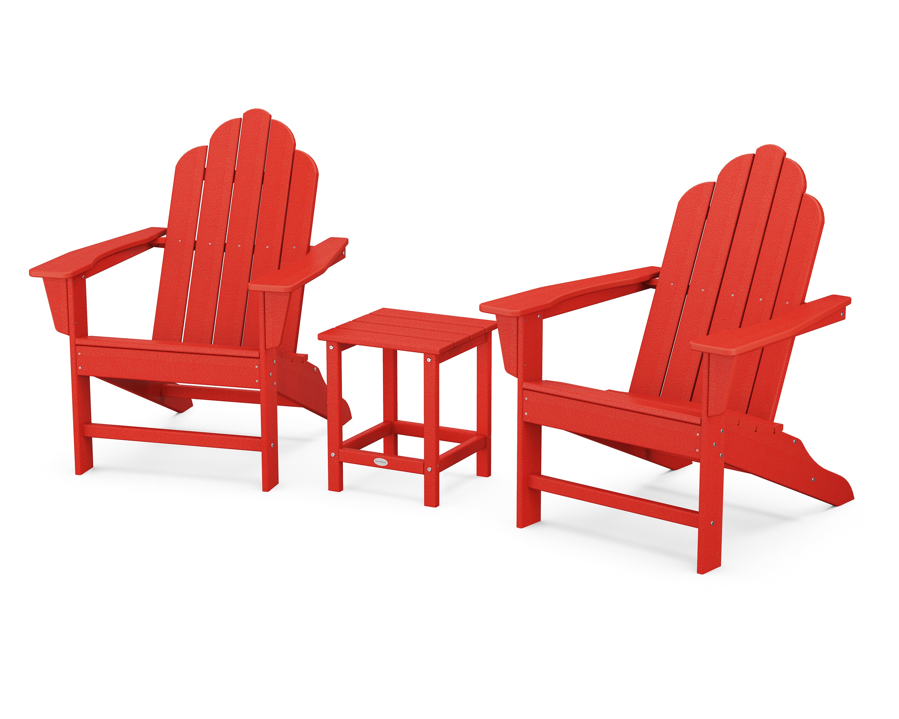 POLYWOOD® Long Island Adirondack 3-Piece Set in Sunset Red