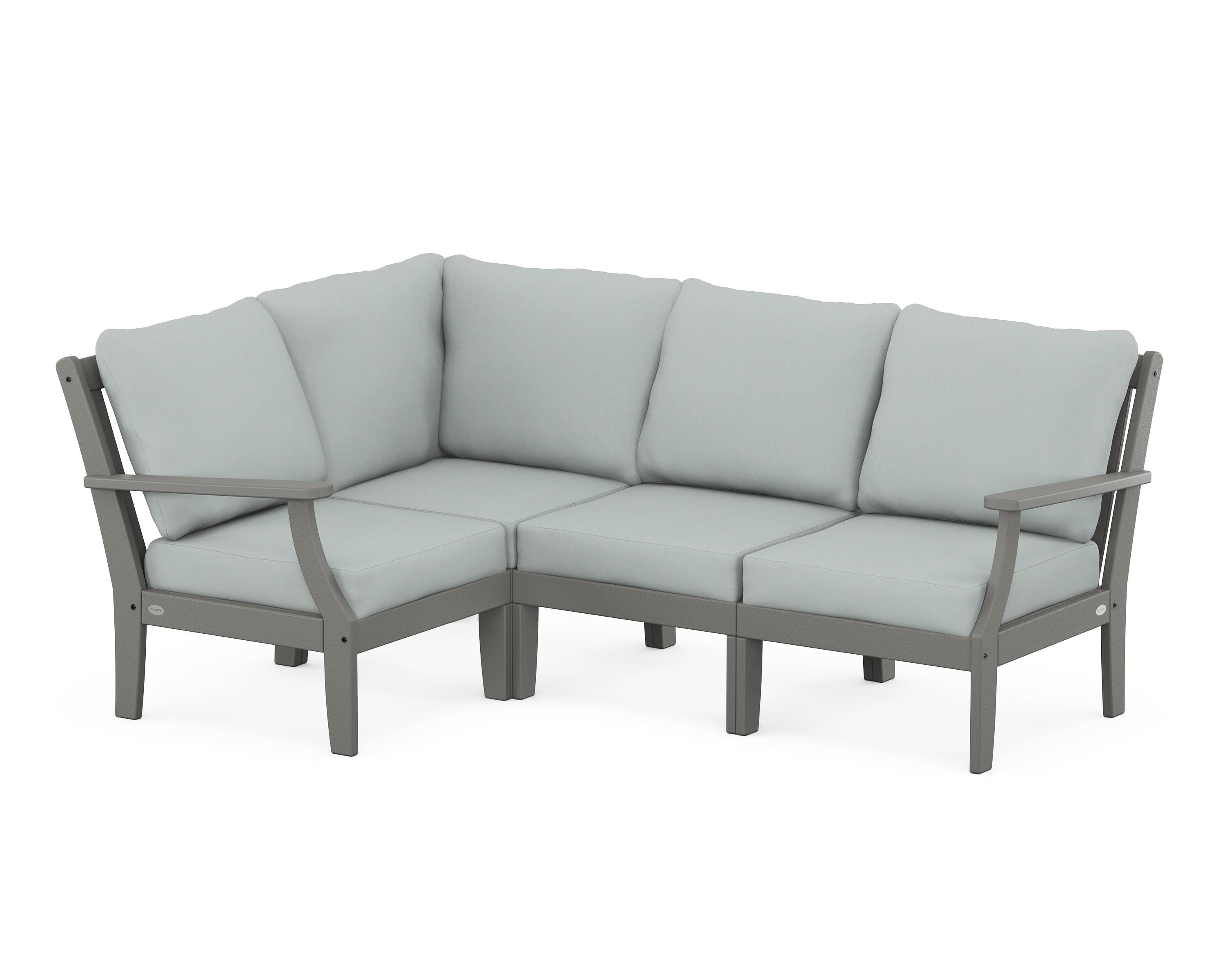 POLYWOOD® Braxton Modular 4-Piece Deep Seating Set in Slate Grey / Spa