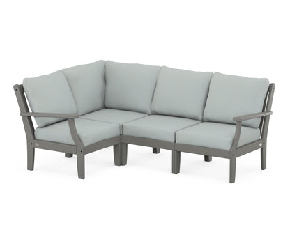 POLYWOOD® Braxton Modular 4-Piece Deep Seating Set in Slate Grey / Spa