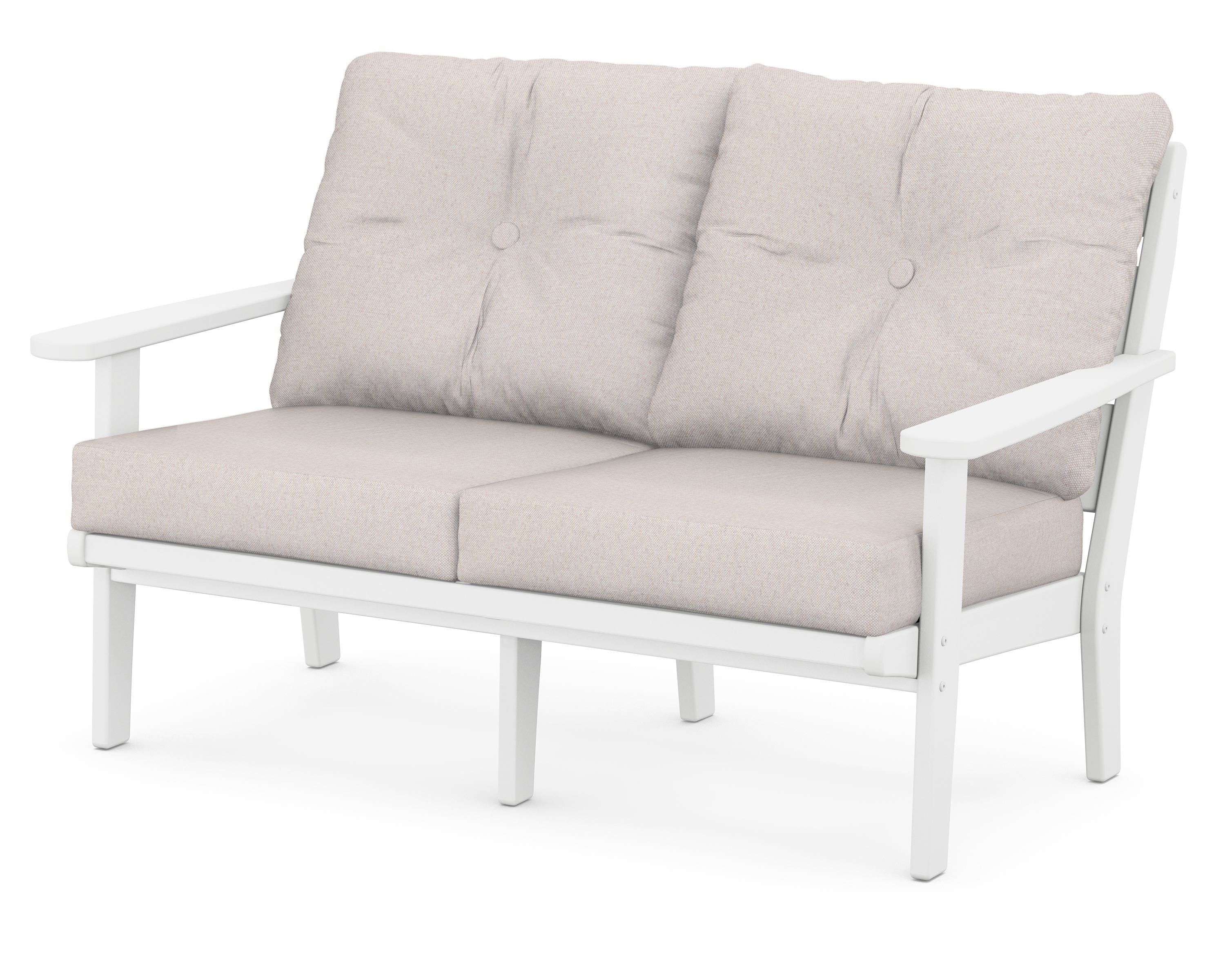 POLYWOOD® Lakeside Deep Seating Loveseat in White / Dune Burlap