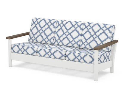 POLYWOOD® Harbour Deep Seating Sofa in White / Kona / Trellis Sky Blue