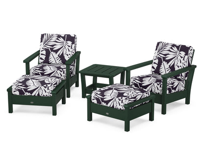 POLYWOOD® Harbour 5-Piece Deep Seating Chair Set in Green / Leaf Navy