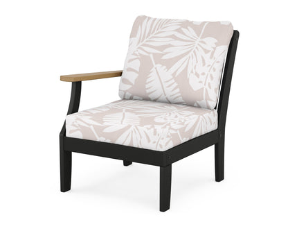 POLYWOOD® Braxton Modular Left Arm Chair in Black / Natural / Leaf Dune Burlap