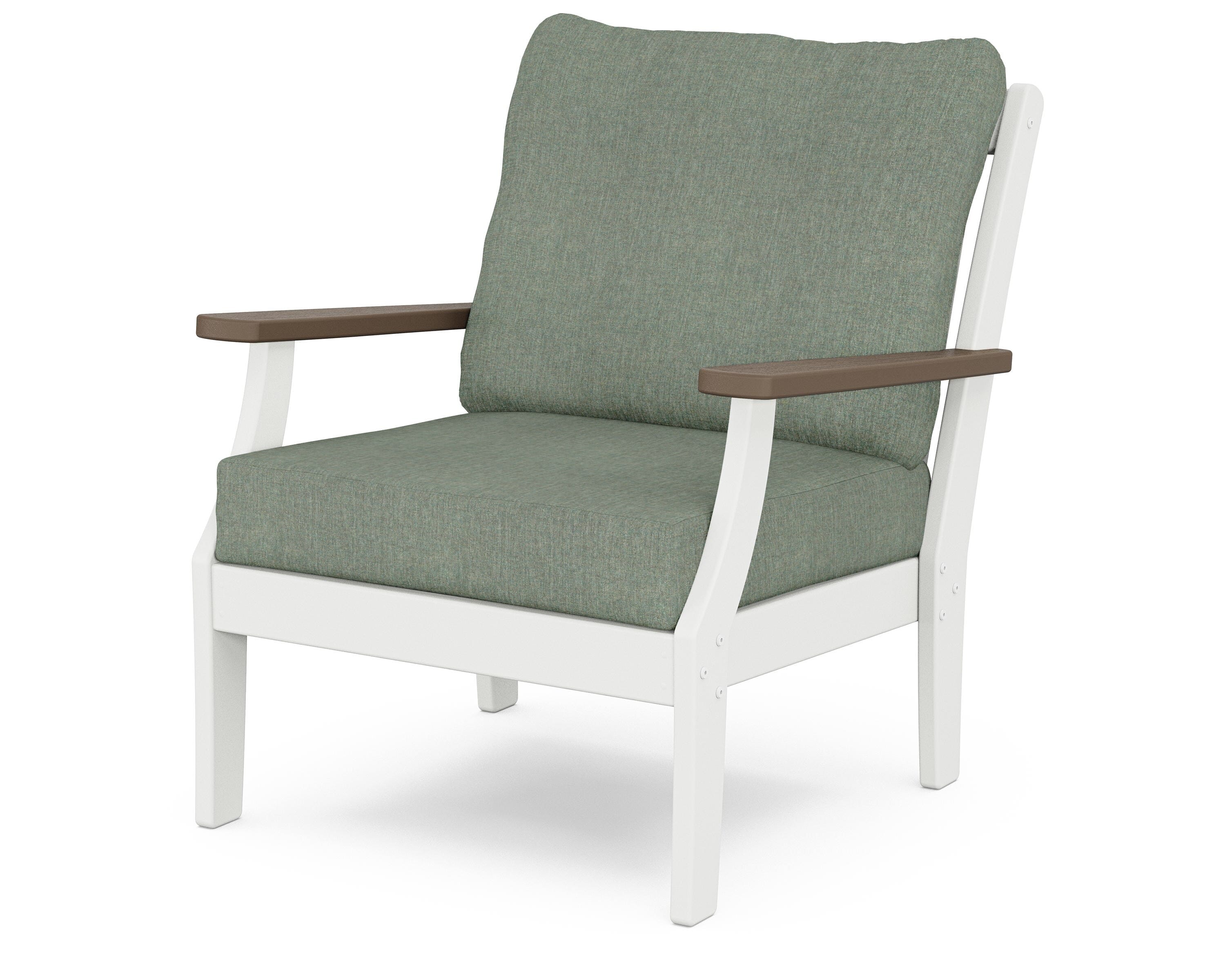POLYWOOD® Braxton Deep Seating Chair in White / Kona / Cast Sage