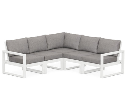 POLYWOOD® EDGE 5-Piece Modular Deep Seating Set in White / Grey Mist