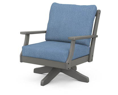 POLYWOOD® Braxton Deep Seating Swivel Chair in Slate Grey / Sky Blue