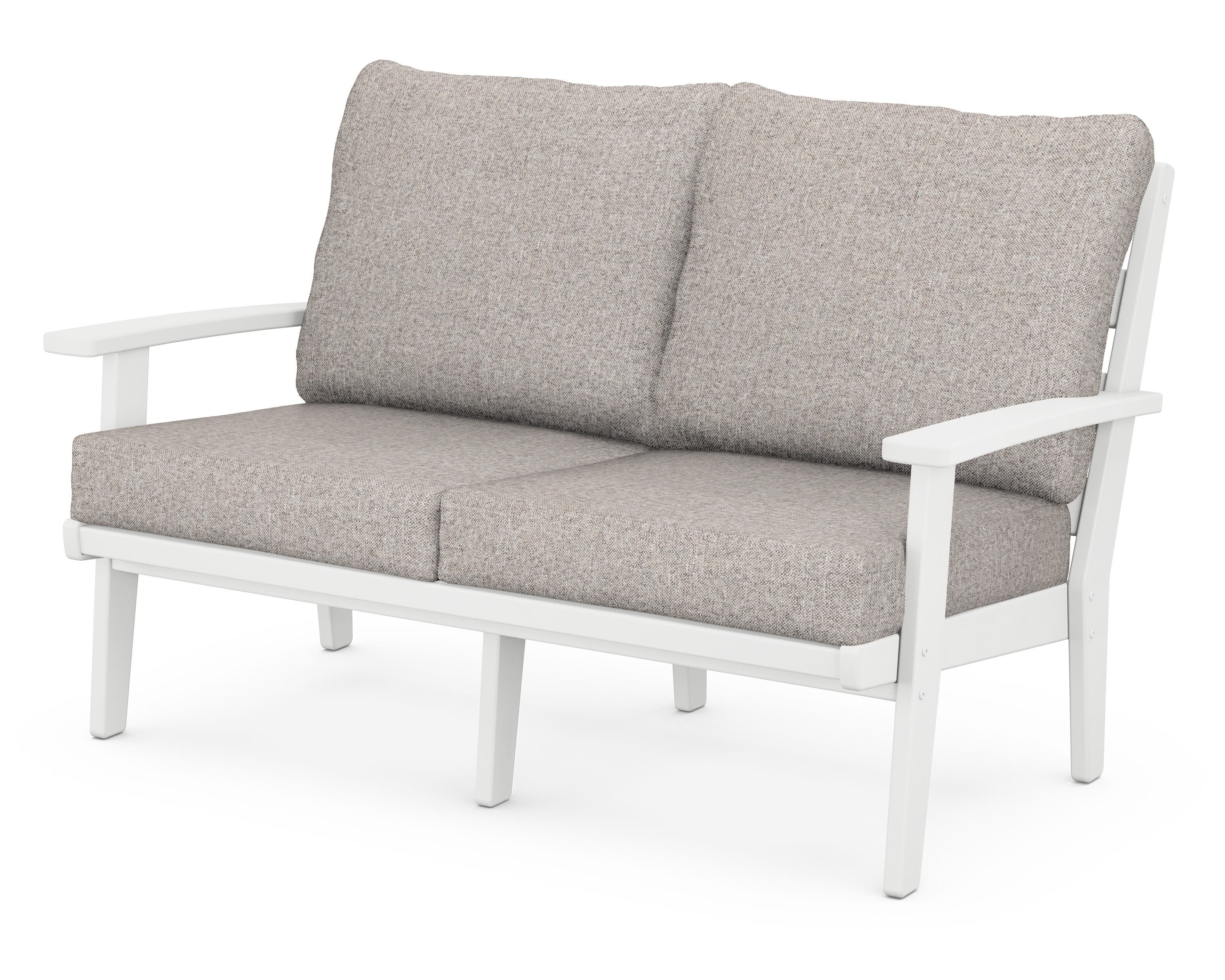 POLYWOOD® Grant Park Deep Seating Loveseat in White / Weathered Tweed