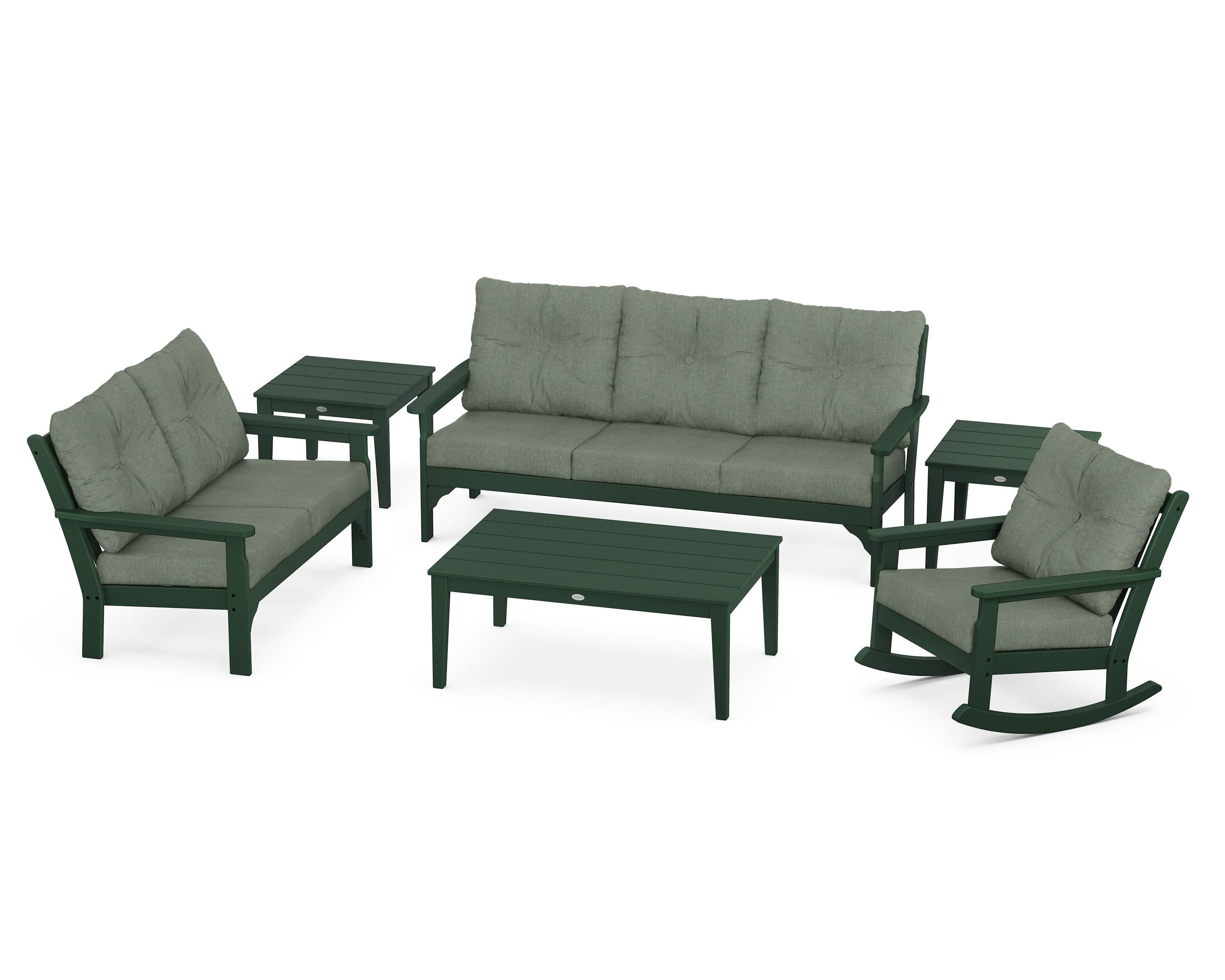POLYWOOD® Vineyard 6-Piece Deep Seating Set in Green / Cast Sage