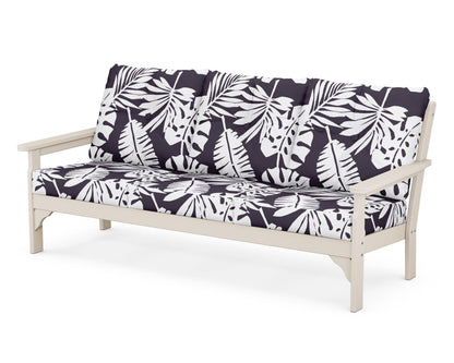 POLYWOOD® Vineyard Deep Seating Sofa in Sand / Leaf Navy