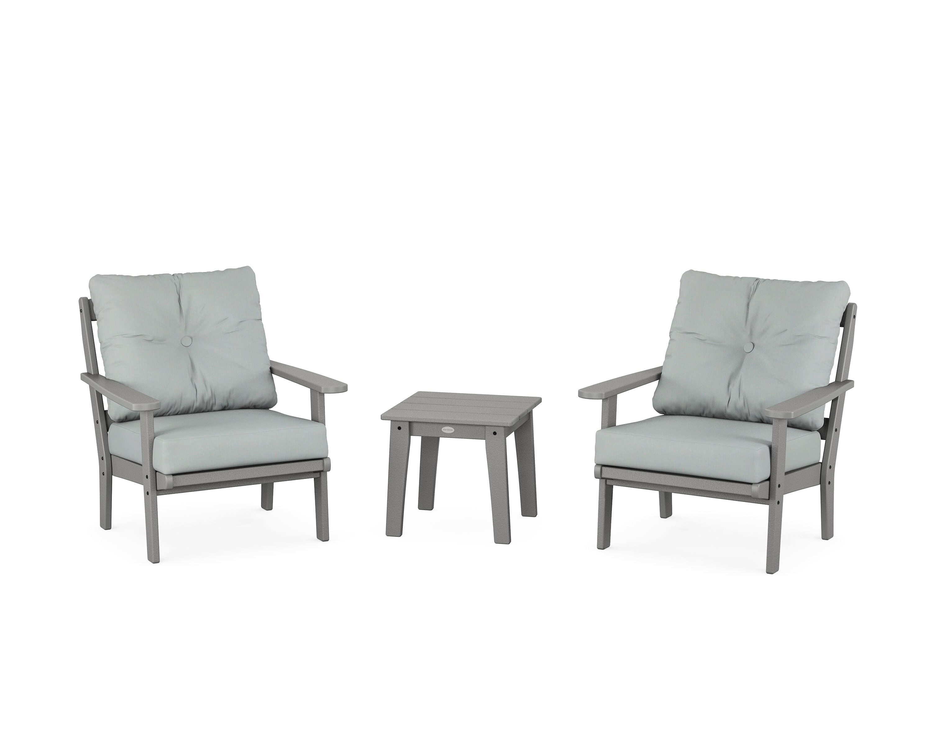 POLYWOOD® Mission 3-Piece Deep Seating Set in Slate Grey / Spa