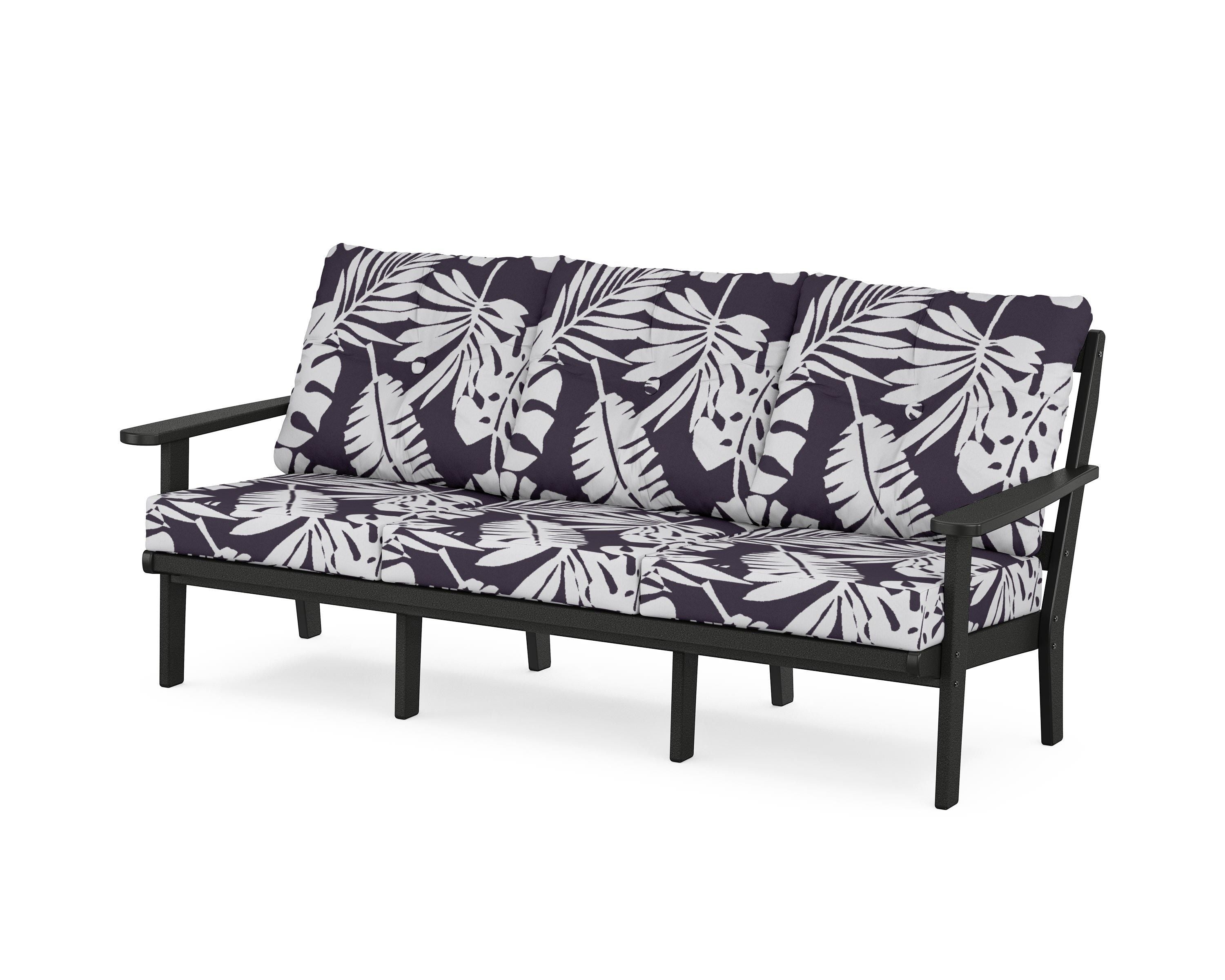 POLYWOOD® Mission Deep Seating Sofa in Black / Leaf Navy