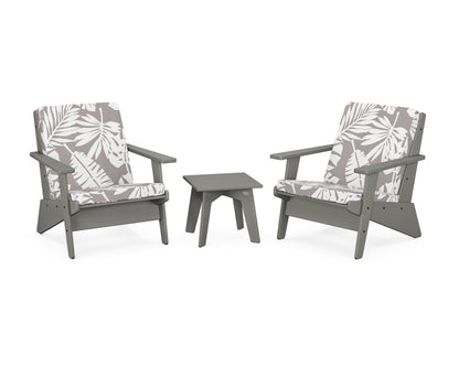 POLYWOOD® Riviera Modern Lounge 3-Piece Set in Slate Grey / Leaf Grey Mist