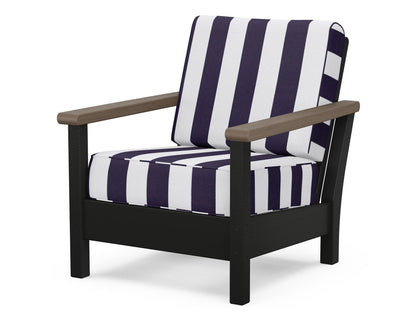 POLYWOOD® Harbour Deep Seating Chair in Black / Kona / Cabana Stripe Navy