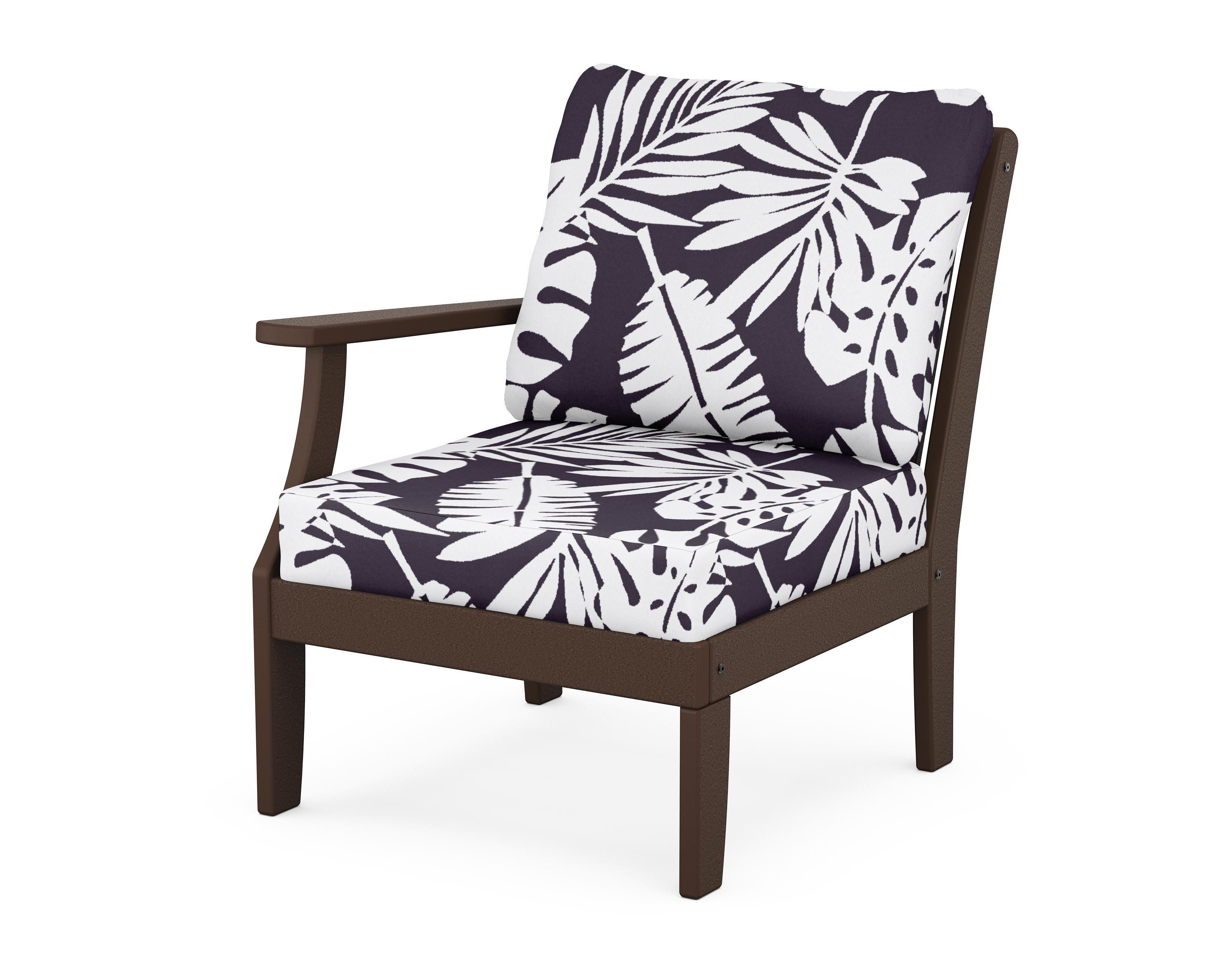 POLYWOOD® Braxton Modular Left Arm Chair in Mahogany / Leaf Navy