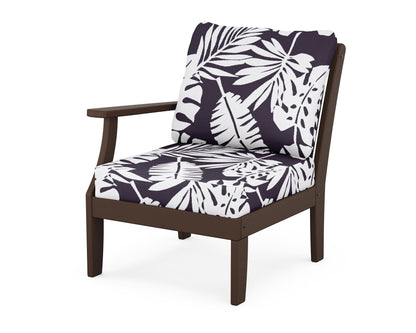 POLYWOOD® Braxton Modular Left Arm Chair in Mahogany / Leaf Navy