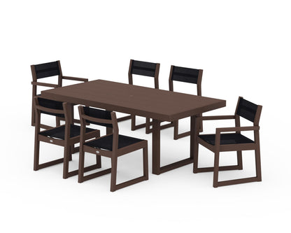 POLYWOOD® EDGE Sling 7-Piece Dining Set in Mahogany / Black Sling